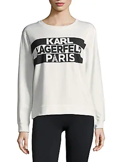 Shop Karl Lagerfeld Logo Sweatshirt In White Black