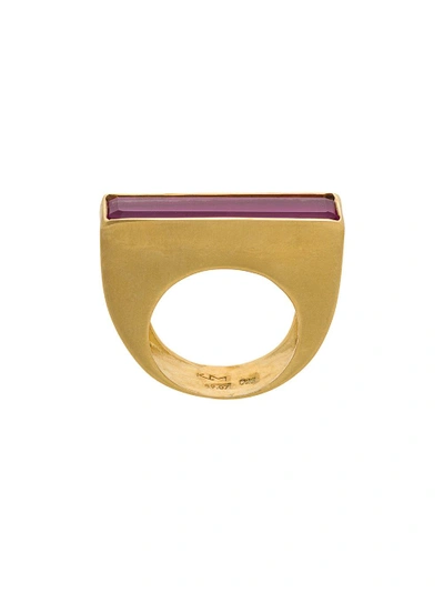 Shop Katerina Makriyianni Ruby Baguette Ring - Metallic