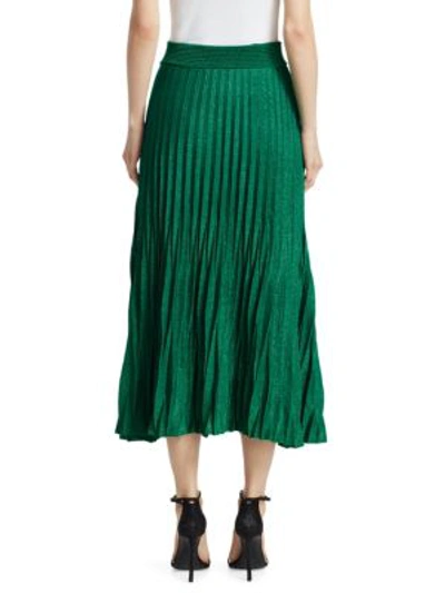 Shop Maje Jupette Pleated Midi Skirt In Green
