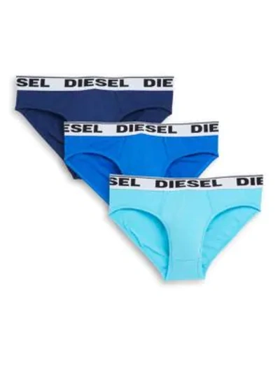Shop Diesel Umbr Andre 3-pack Briefs In Blue Multi