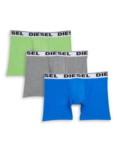 Shop Diesel Umbx Sebastian 3-pack Boxer Briefs In Green Multi