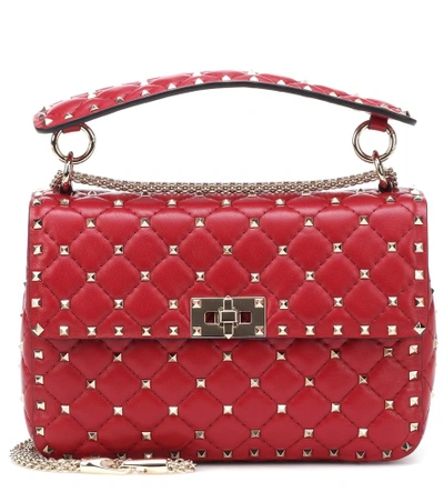 Shop Valentino Rockstud Spike Medium Leather Shoulder Bag In Red