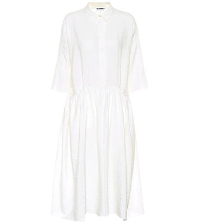 Shop Jil Sander Silk-blend Midi Dress In White