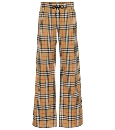 Shop Burberry Check Cotton Pants In Multicoloured