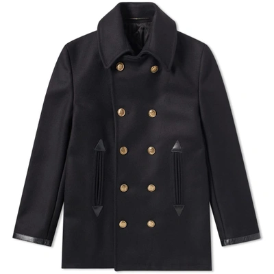 Shop Givenchy Wool Pea Coat In Black