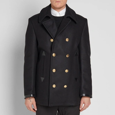 Shop Givenchy Wool Pea Coat In Black