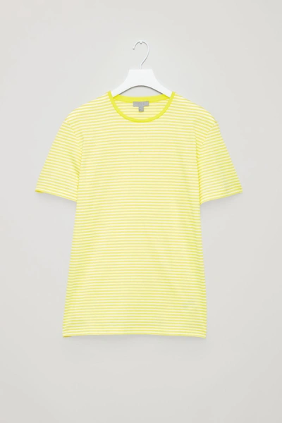 Shop Cos Striped Cotton T-shirt In Yellow
