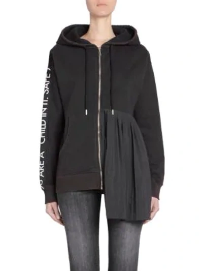 Shop Each X Other Pleated Zip-front Hoodie In Black