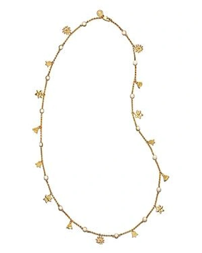 Shop Tory Burch Bellflower Simulated Pearl Necklace, 37 In Gold