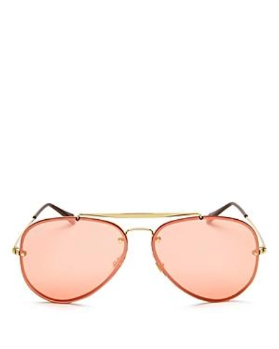 Shop Ray Ban Ray-ban Unisex Blaze Aviator Sunglasses, 61mm In Gold/pink Mirror