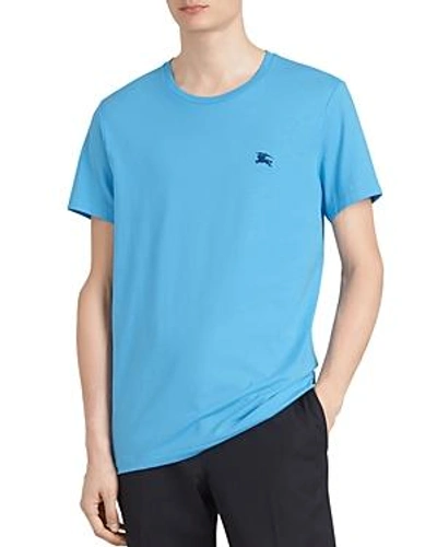 Shop Burberry Logo-embroidered Tee In Blue Topaz