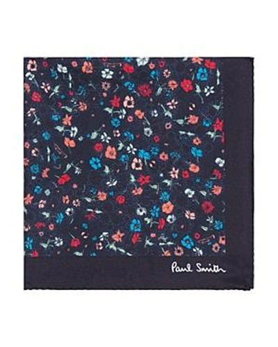 Shop Paul Smith Floral Pocket Square In Navy