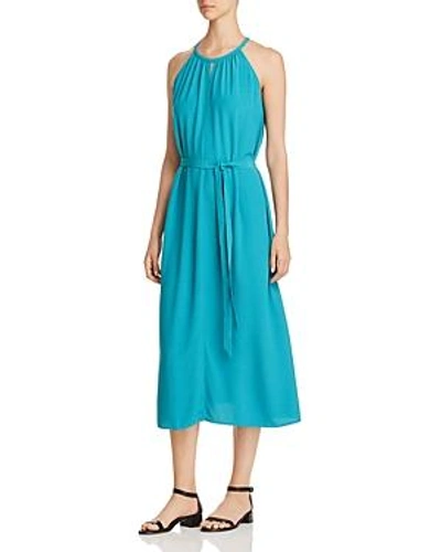 Shop Eileen Fisher Sleeveless Silk Dress In Turquoise