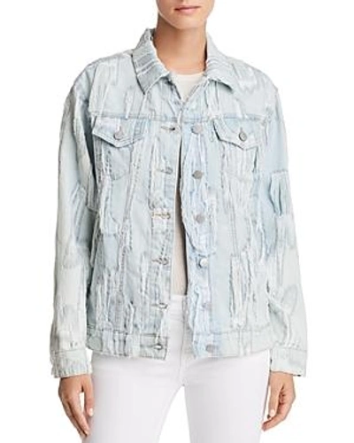 Shop True Religion Trucker Shredded Denim Jacket In Cyan Cyclone