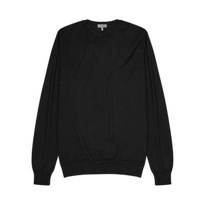 Shop Lanvin Black Fine-knit Wool Jumper
