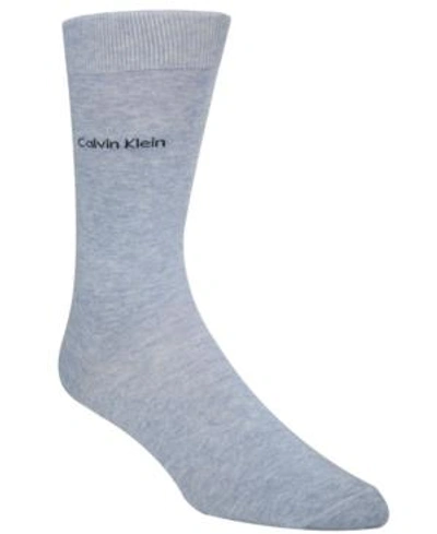 Shop Calvin Klein Men's Socks, Giza Cotton Flat Knit Crew In Stonewash Heather