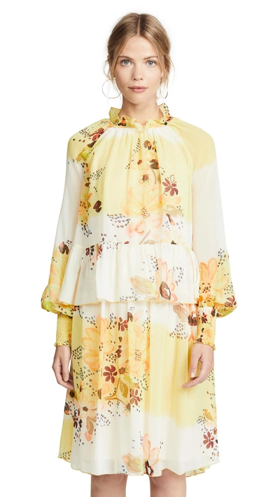 Shop See By Chloé Floral Tiered Dress In Multicolor White