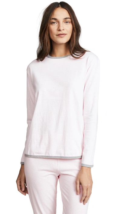 Shop Sleepy Jones Brigitte Mini Stripe Lounge Shirt In Pink & White