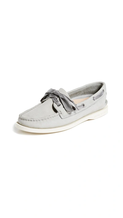 Shop Sperry A/o Satin Lace Boat Shoes In Grey