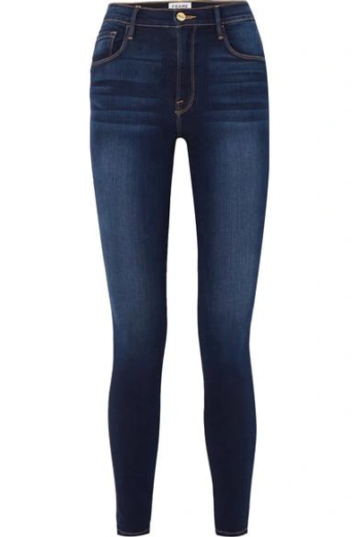 Shop Frame Ali High-rise Skinny Jeans In Dark Denim