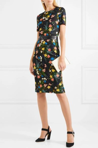 Shop Erdem Essie Floral-print Stretch-jersey Dress In Black