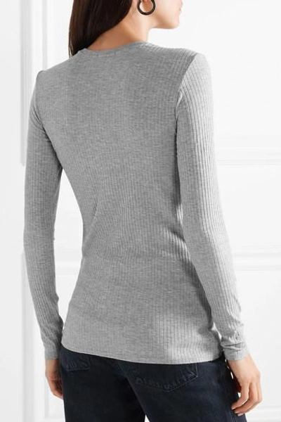 Shop Atm Anthony Thomas Melillo Ribbed Stretch-micro Modal Top In Gray