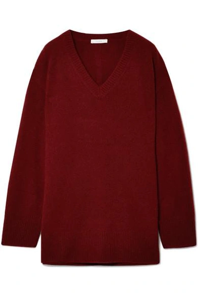 Shop The Row Sabrinah Oversized Cashmere And Silk-blend Sweater In Burgundy