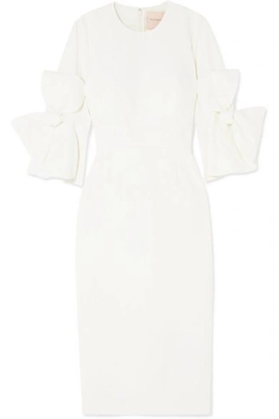 Shop Roksanda Lavete Bow-embellished Crepe Midi Dress In Ivory