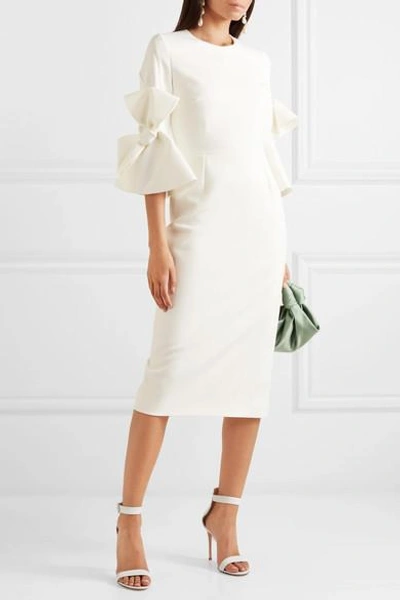 Shop Roksanda Lavete Bow-embellished Crepe Midi Dress In Ivory