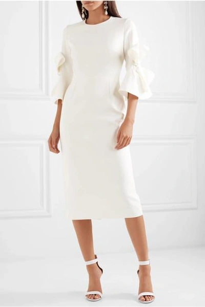 Shop Roksanda Lavete Bow-embellished Crepe Midi Dress In Ivory