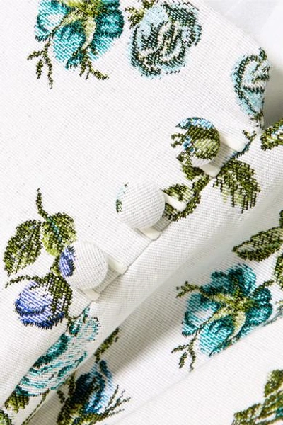Shop Erdem Polly Floral-jacquard Midi Dress In White