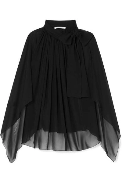 Shop Antonio Berardi Tie-neck Silk-chiffon Blouse In Black