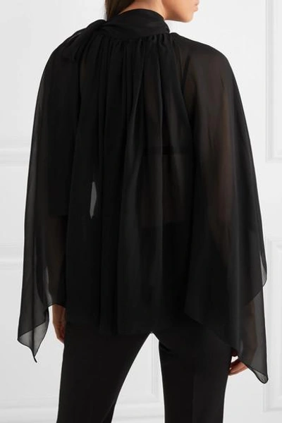 Shop Antonio Berardi Tie-neck Silk-chiffon Blouse In Black