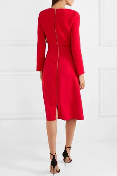 Shop Antonio Berardi Wool-crepe, Cady And Satin Midi Dress In Red