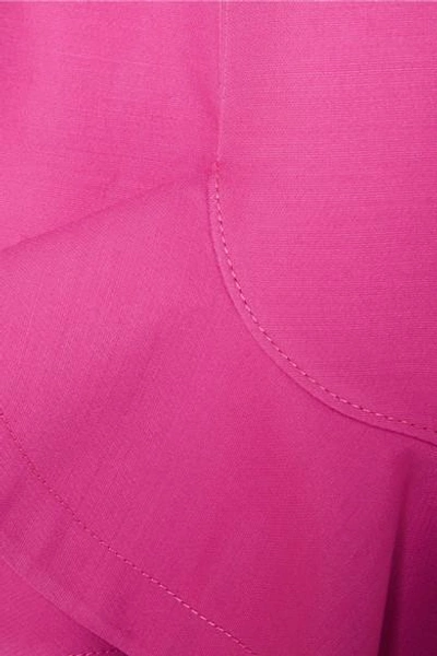 Shop Valentino Ruffled Wool And Silk-blend Mini Dress In Fuchsia