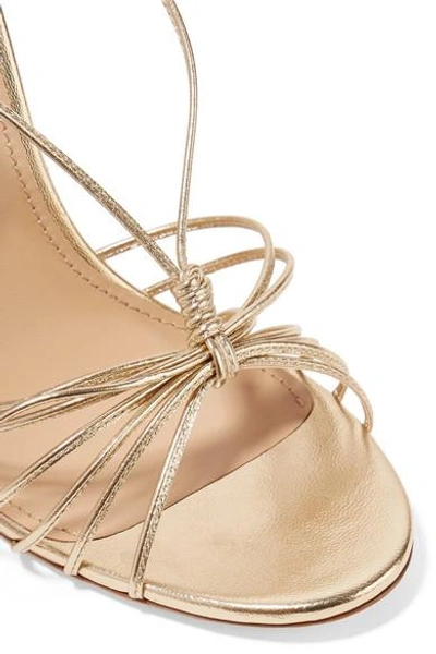 Shop Aquazzura Whisper 105 Lace-up Metallic Leather Sandals In Gold