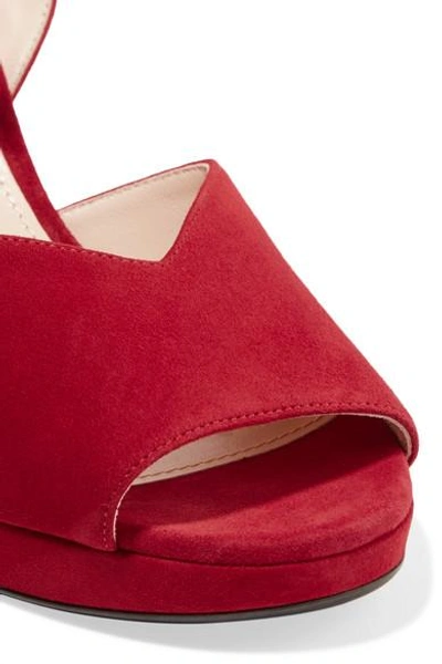 Shop Prada 95 Suede Platform Sandals In Red