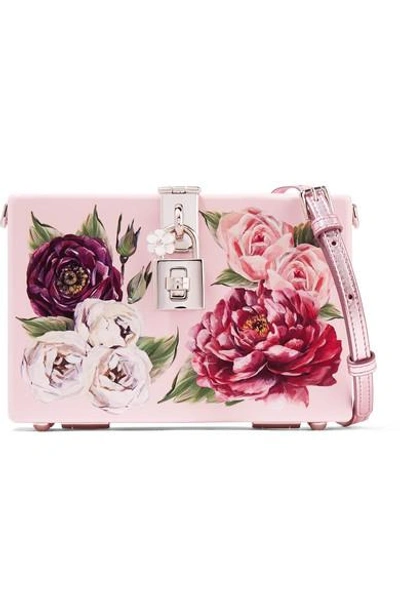 Shop Dolce & Gabbana Dolce Box Floral-print Acrylic Shoulder Bag In Pink