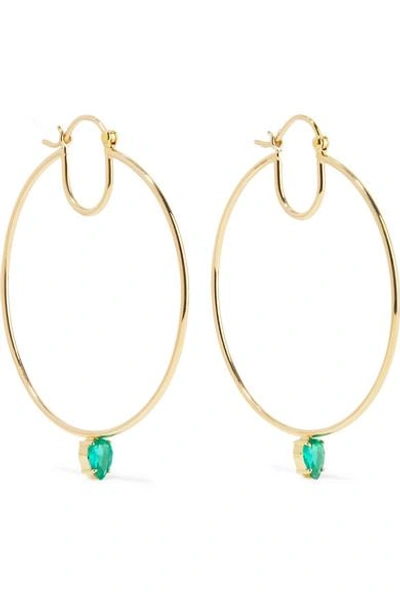 Shop Jemma Wynne 18-karat Gold Emerald Hoop Earrings