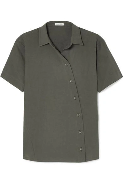 Shop Tomas Maier Cotton-blend Poplin Shirt In Gray Green