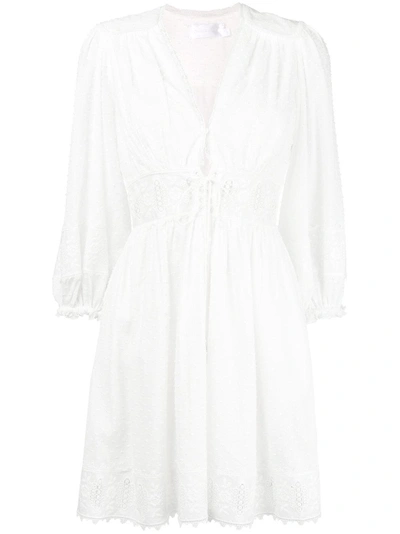 Shop Zimmermann Embroidered Detail Short Dress - White
