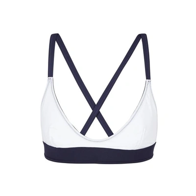Shop Heidi Klein Bb White Reversible Bikini Top In White And Blue