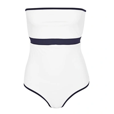 Shop Heidi Klein Bb White Reversible Strapless Swimsuit In White And Blue