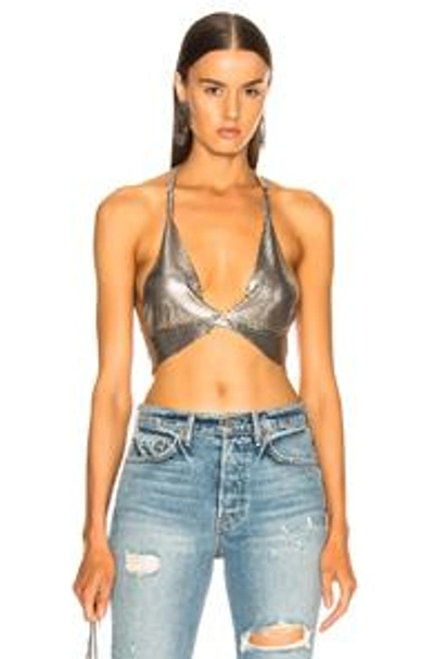 Shop Fannie Schiavoni Mesh Wrap Top In Silver