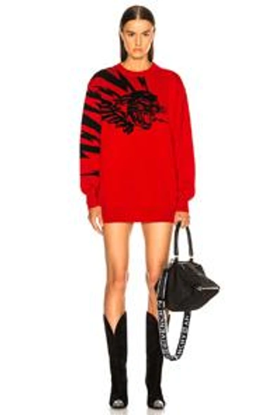 Shop Givenchy Wool Jacquard Animal Faces Sweater In Red