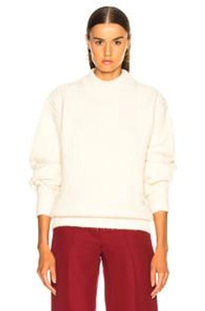 Shop Victoria Beckham Alpaca Sweater With Elbow Patches In White