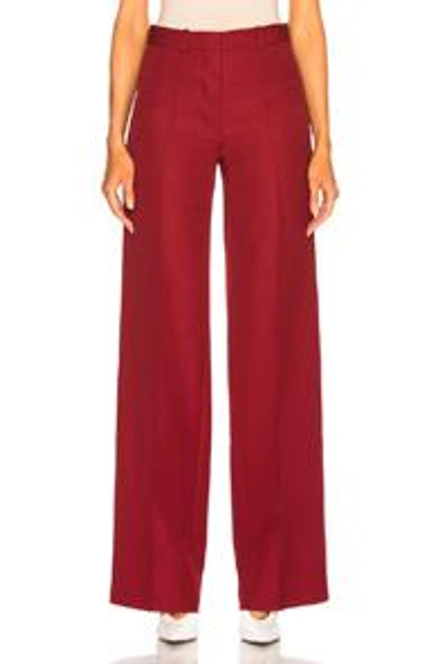 Shop Victoria Beckham Wool Wide Leg Trousers In Red