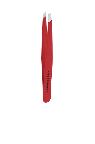 Tweezerman Stainless Steel Slant Tweezer Red In Signature Red
