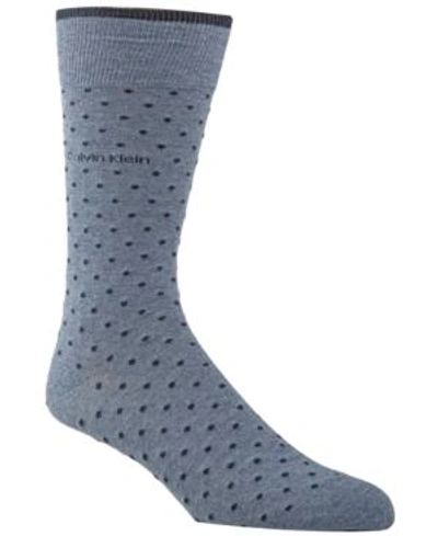 Shop Calvin Klein Men's Giza Pindot Crew Socks In Stonewash Htr/navy