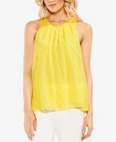 Shop Vince Camuto Embroidered Eyelet Blouse In Pineapple